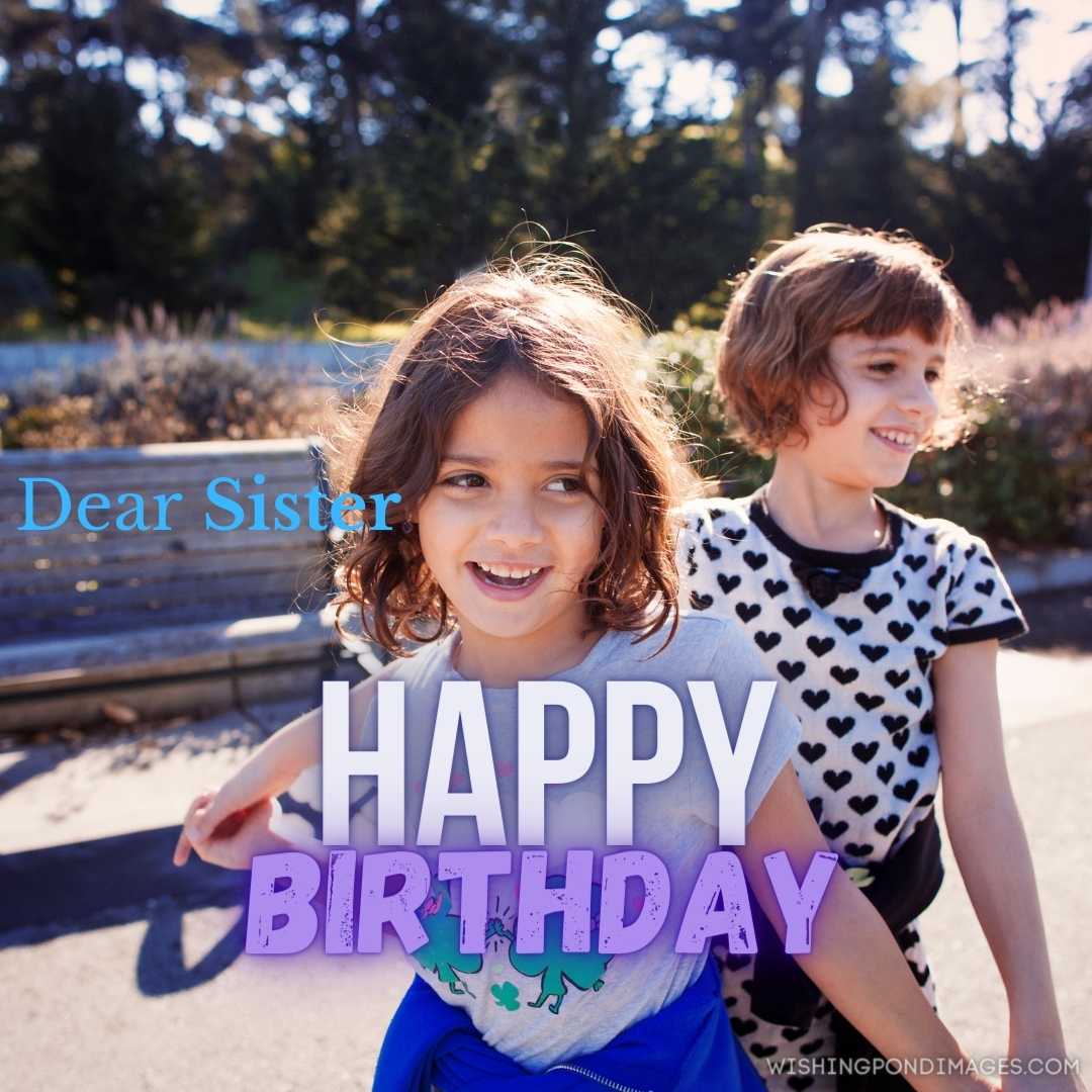 Cheerful Sisters Holding Hands While Playing In The Park. Happy Birthday Sister Images
